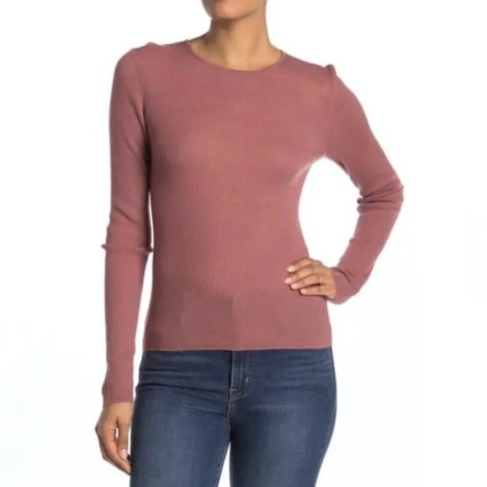 Vince Ribbed Knit Sweater Size S 100% Wool Dusty Rose Crewneck Jumper Fall Cozy